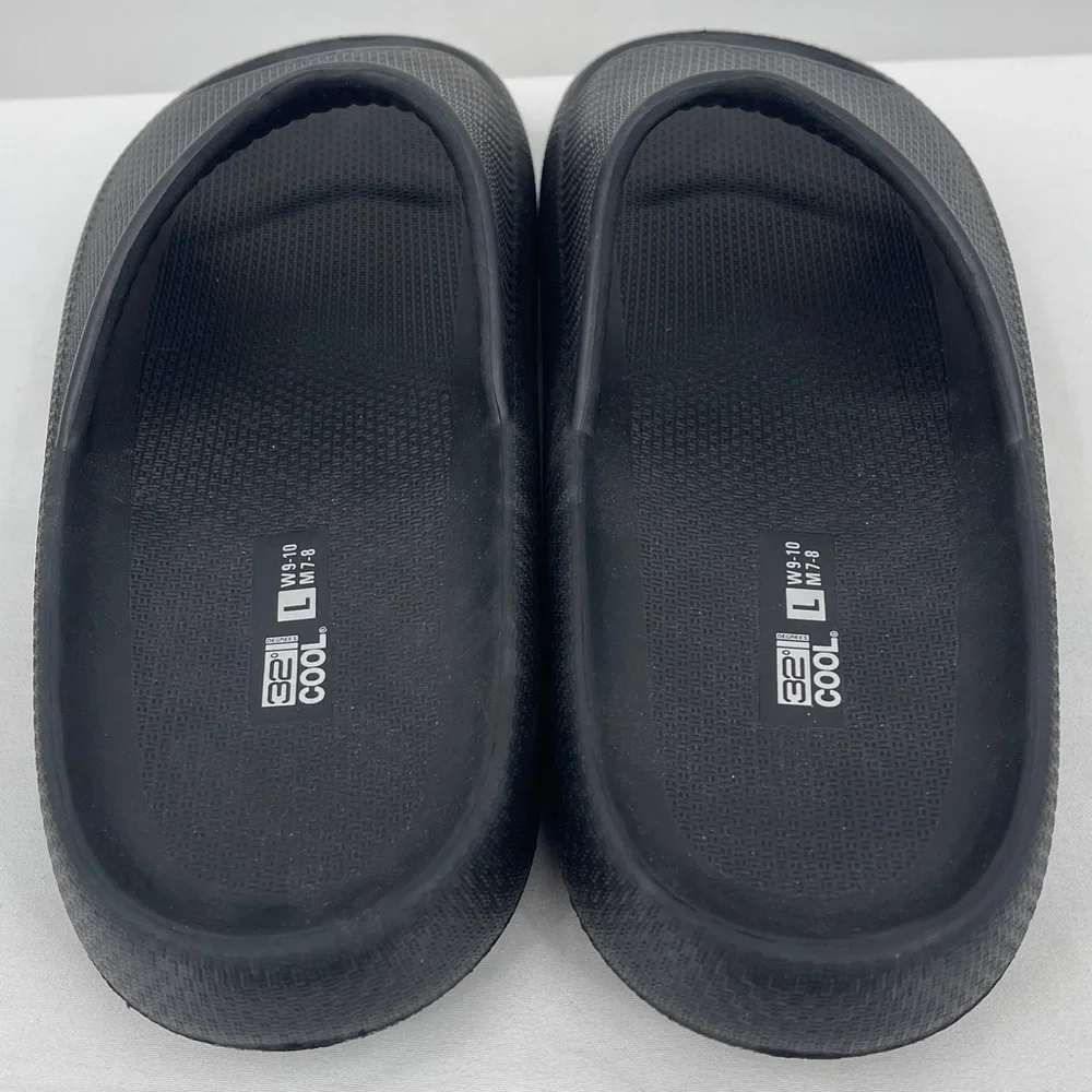 32 Degrees Black Cool Label Textured SLIDES MENS 7-8 WOMENS 9-10 UNISEX